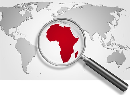 Carte de l'Afrique sur un planisphère
